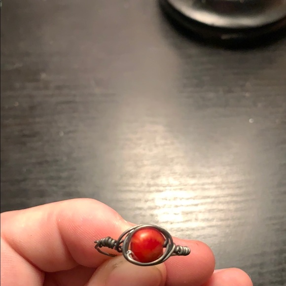 Handmade Red Stone Ring (Silver Wire) - Picture 4 of 5